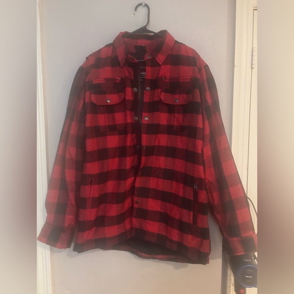 Red and Black Plaid motorcycle Jacket with the padding - Picture 1 of 5